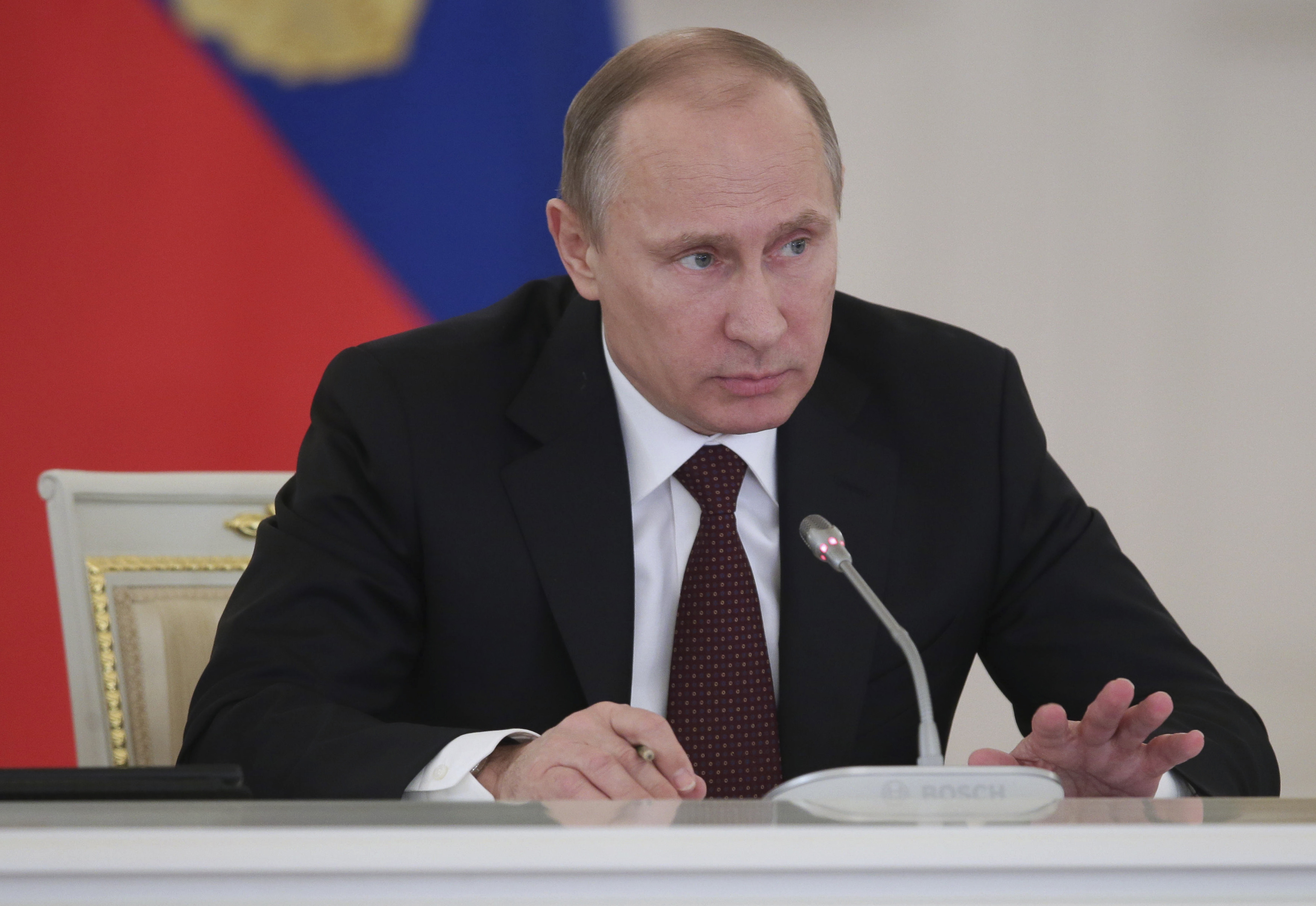 Russian President Putin takes part in a meeting on social and economic development in Moscow's Kremlin